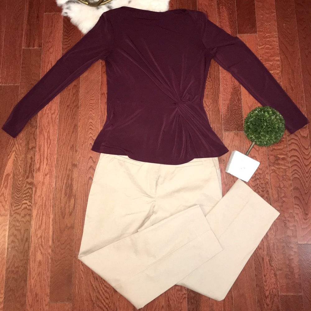 Ann Taylor Maroon Long sleeve Blouse